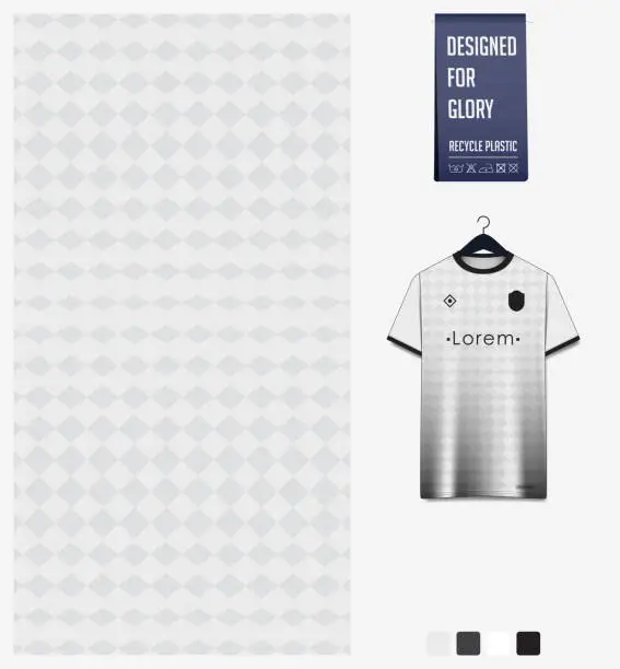 Vector illustration of Soccer jersey pattern design. Geometric pattern on white background for soccer kit, football kit, sports uniform. T shirt mockup template. Fabric pattern. Abstract background.