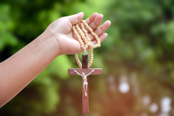 istock Wooden cross rosary 1844986497