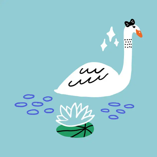 Vector illustration of Cute Swan for kids print