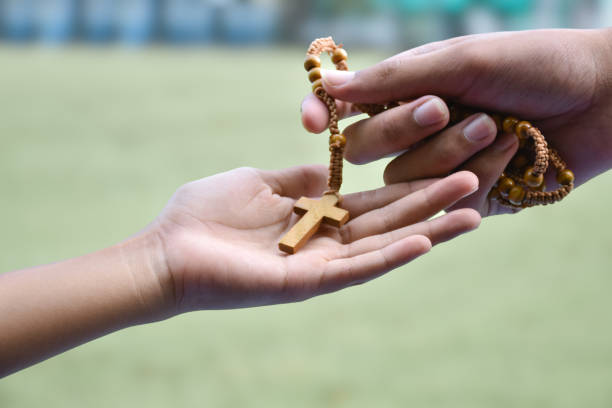 istock Wooden cross rosary 1844995423