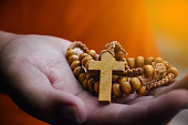 Wooden cross rosary