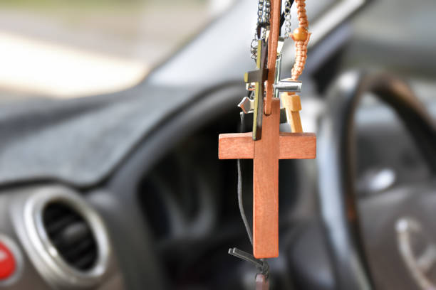 istock Wooden cross rosary 1845004449