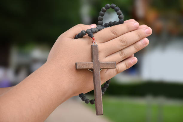 istock Wooden cross rosary 1845004999