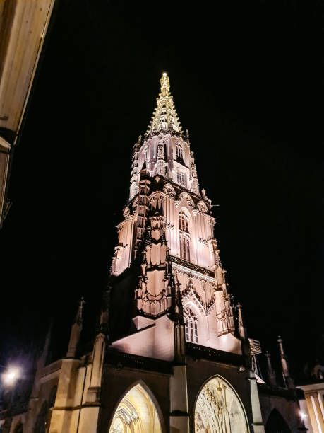 istock Bern Minster Cathedral (The Bern Münster) From The Street At Night 1845006620