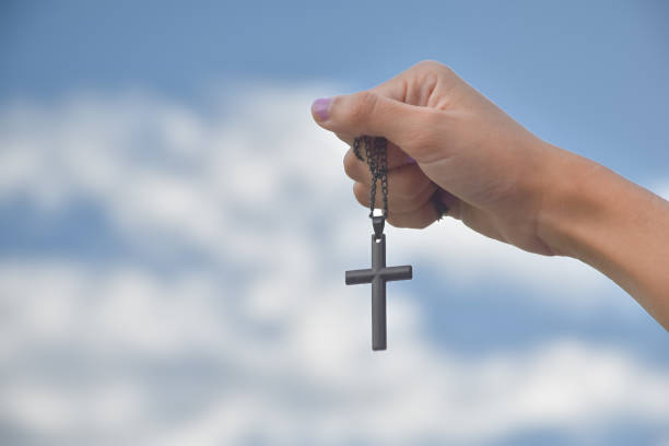 istock Wooden cross rosary 1845008221