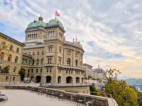 Federal Palace of Switzerland (Parliament Building) in Bern, Switzerland.