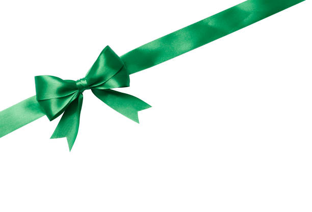 istock Green bow and ribbon isolated on white background 1845017993
