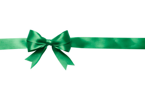 istock Green bow and ribbon isolated on white background 1845017994