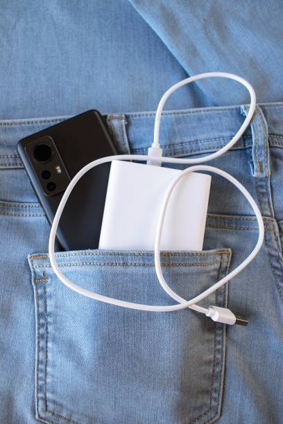 istock Power bank, external battery and USB cable, universal mobile battery for recharging gadgets 1845031308