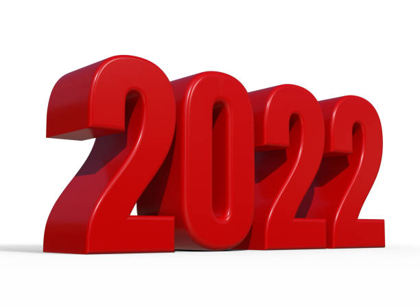 istock 2022 3d illustration. Red 2022 new year text on white background 1845033928