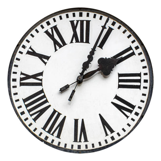 istock Old dial with roman numerals and hands isolated 1845033949