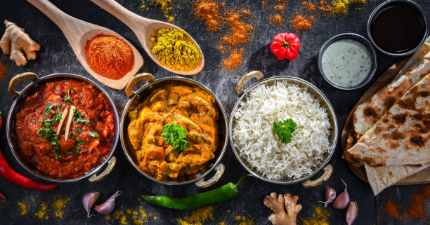 istock Hot madras paneer and vegetable masala with rice 1845040911