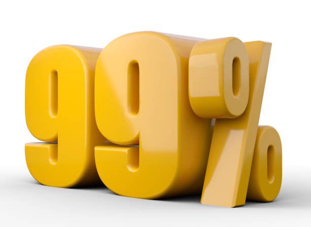 istock 99% 3d illustration. Orange ninety nine percent special offer on white background 1845043532