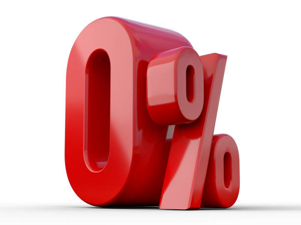 istock 0% 3d illustration. Red zero percent special Offer on white background 1845044565