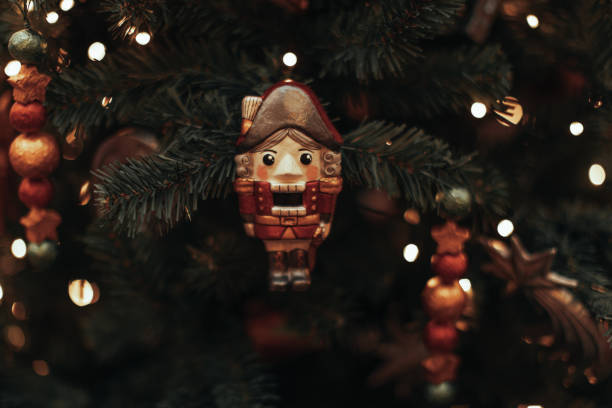 Retro miniature Christmas Soldier Nutcracker figurine. Christmas handmade souvenir.