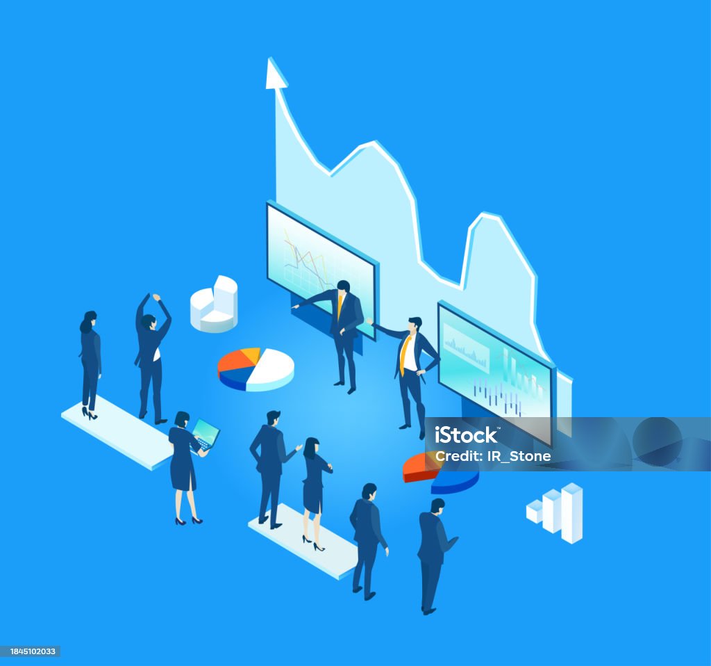 Working Together Graph Business People Working Together Around Graphs And Charts Collaborating ...