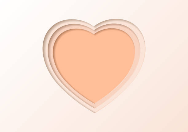 ilustrações de stock, clip art, desenhos animados e ícones de peach fuzz color heart shape cut paper - peach dark peaches backgrounds