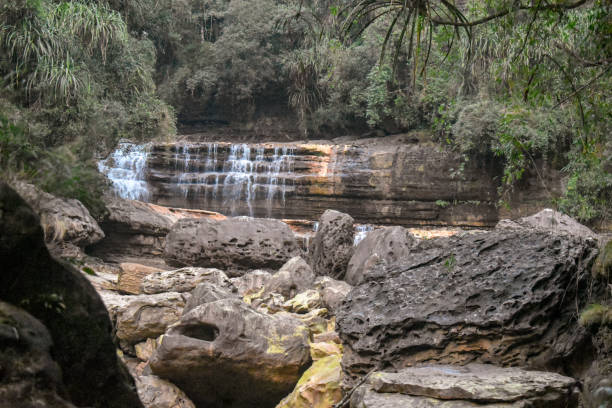 istock A waterfall in a jungle with stones . 1845125879