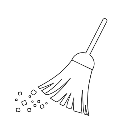 Broom line icon, vector illustration. Flat design style. vector broom icon illustration isolated on white, broom icon. broom icons graphic design vector symbols