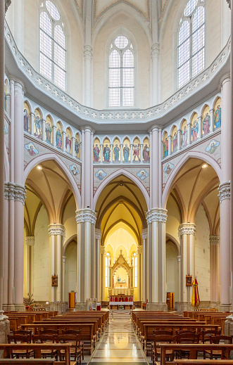 Cincinnati, Ohio, USA - July 5, 2018: Interior of the historic Saint Peter in Chains Cathedral on W 8th Street in Cincinnati