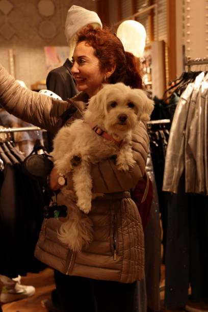 istock Lady in shopping mall with dog 1845182678