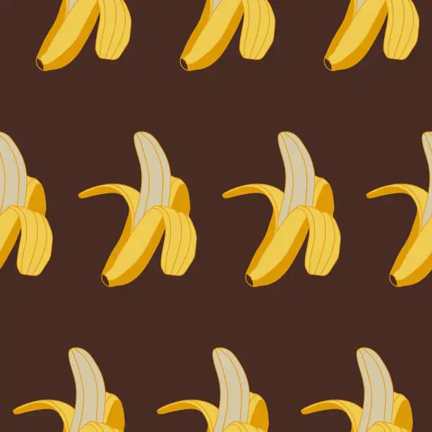 Vector illustration of Bananas vector seamless pattern with dark background