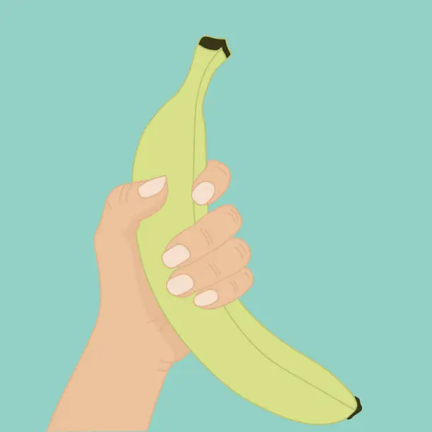 Vector illustration of Hand holding banana vector illustration