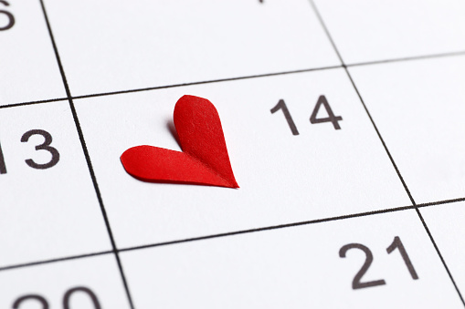 the calendar with the date of February 14 Valentine's day