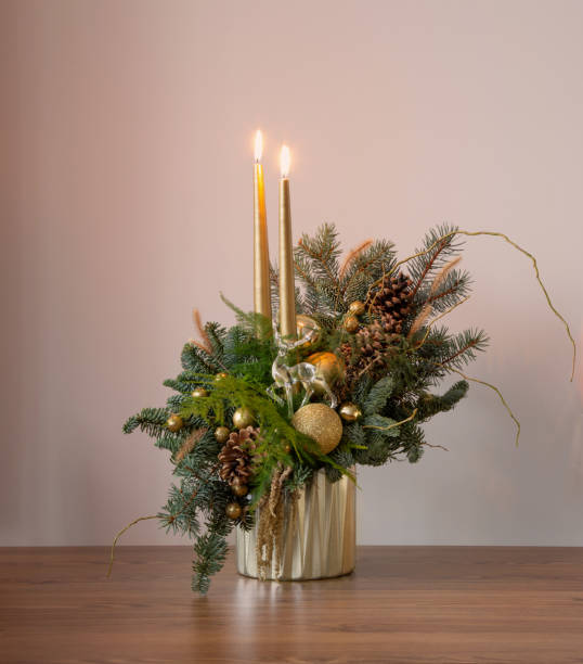 istock christmas decor with candles in golden colors 1845269497