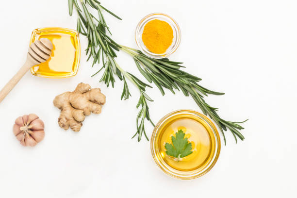 istock Ginger, rosemary sprig and lime, turmeric and garlic. 1845277977