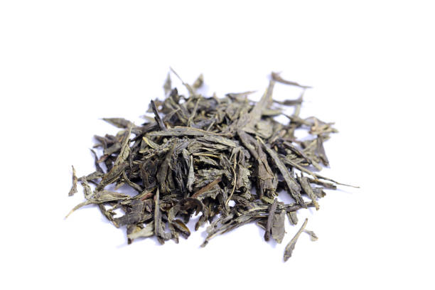 istock Green tea dried and rolled leaves 1845286540