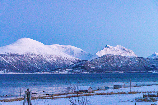 View of a beautiful landscape near Tromso city at Norway.