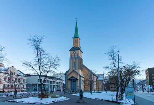 Front view of the lutheran Cathedral, called 