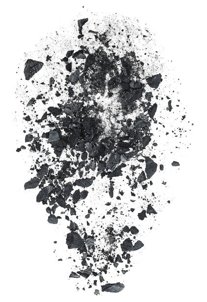 istock Charcoal dust with fragments on a white background, top view. Black dust powder. 1845348288