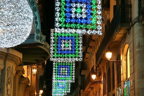 istock Christmas street in Barcelona at night 184537242