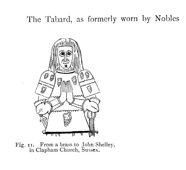 xix-wieczny szlachcic john shelley w tabardzie heraldycznym; podręcznik heraldyki 1893 - tabard stock illustrations