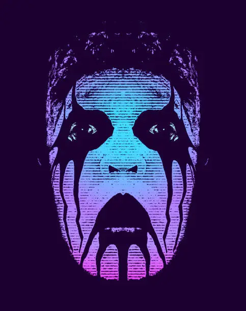 Vector illustration of Spooky, Gothic Style Male Face