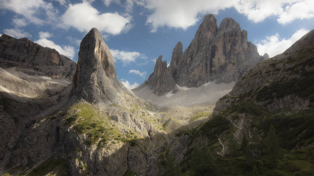 istock several mountains and grass on the slopes near the sea shore 1845400541