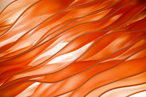 Wavy pleated layers. Abstract background. 3D rendering