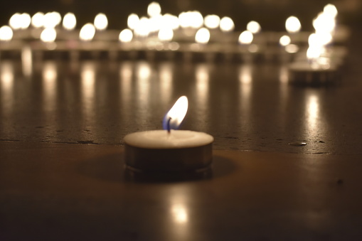 Tealight candle for Diwali celebration.