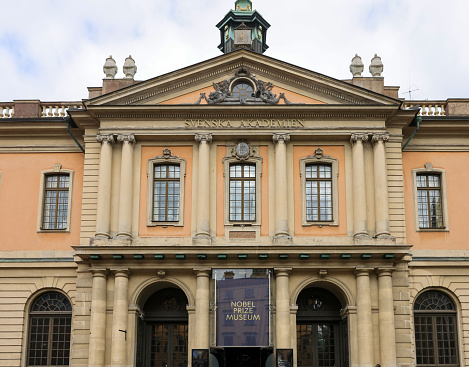 Stockholm, Sweden - July 26, 2023: Noble Prize Museum building in Stockholm, Sweden