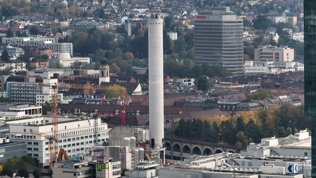 day time zurich city aqueduct district construction yard aerial panorama 4k switzerland