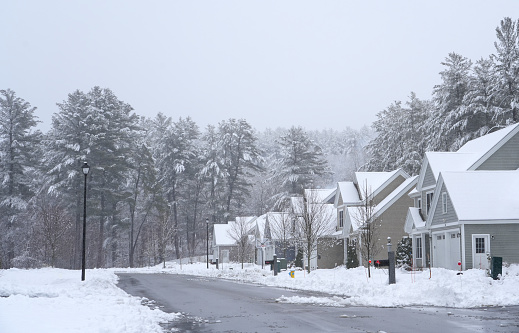 Heavy thunderstorms over residential neighborhood in USA