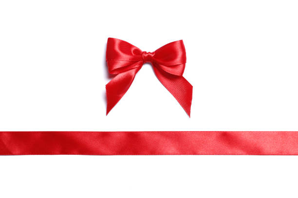 istock Red ribbon and bow isolated on a white background 1845475079