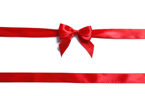 istock Red ribbon and bow isolated on a white background 1845476136