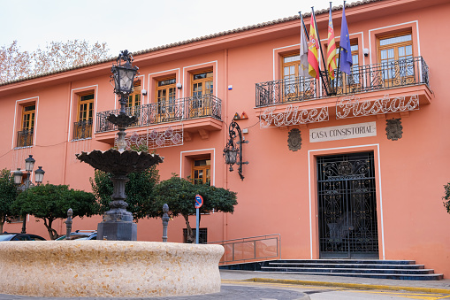 Facade of the town hall of Requena, a city in the interior of Valencia.