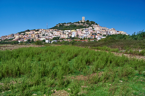 The town of Posada, a famous tourist destination for its old town, the castle and its beaches. Province of Nuoro. Sardinia. Italy.