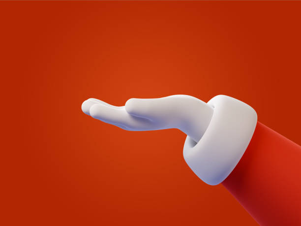 istock 3D Santa hand open and offering. Hand faced upwards with space for your product. Open palm gesture for Christmas's sale. 3D rendering illustration 1845505342