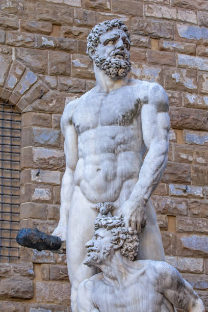 statue of hercules and cacus in florence. italy. - cacus imagens e fotografias de stock