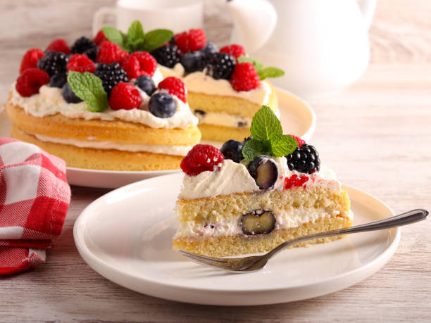 istock Cream and mixed berry sandwich cake 1845546990